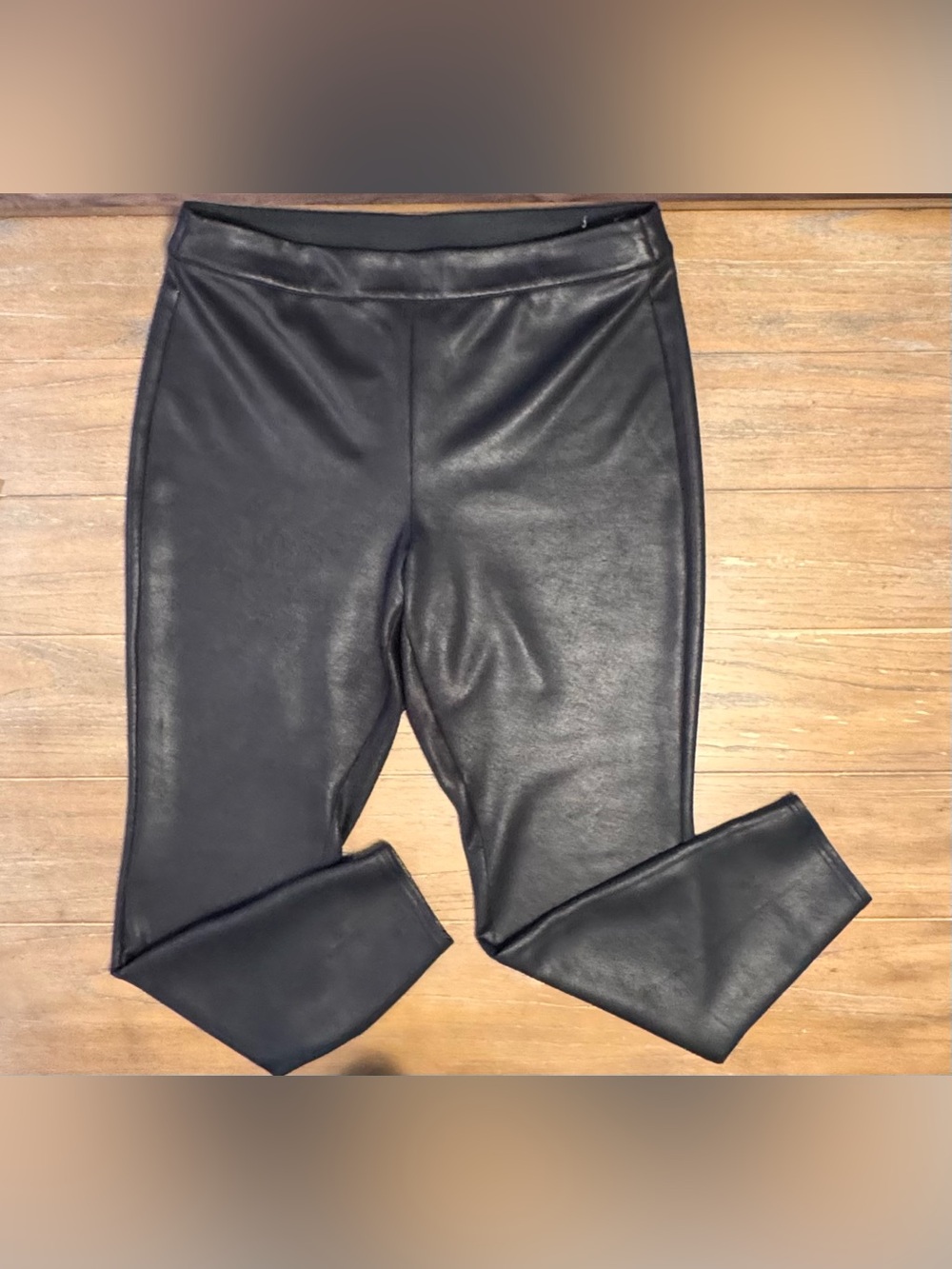 Faux Leather Peplum Top and Legging Set- Black - Picture 4 of 13